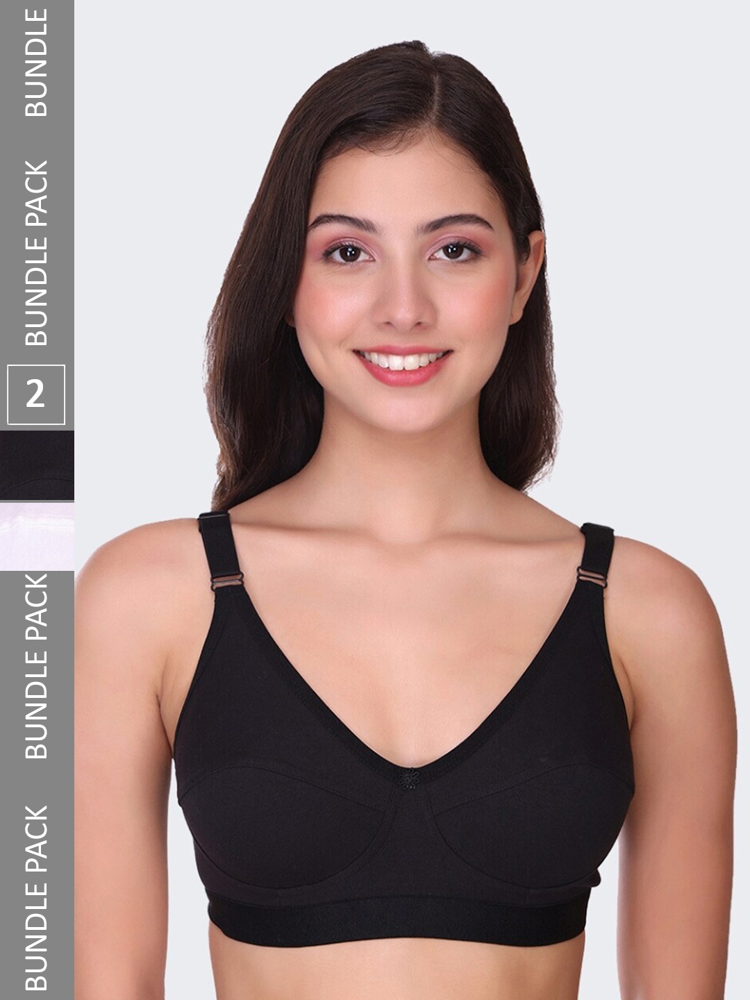 

POOJA RAGENEE Pack Of 2 Full Coverage Lightly Padded Bra bq2183d_2p_bl_wh_28d, Black