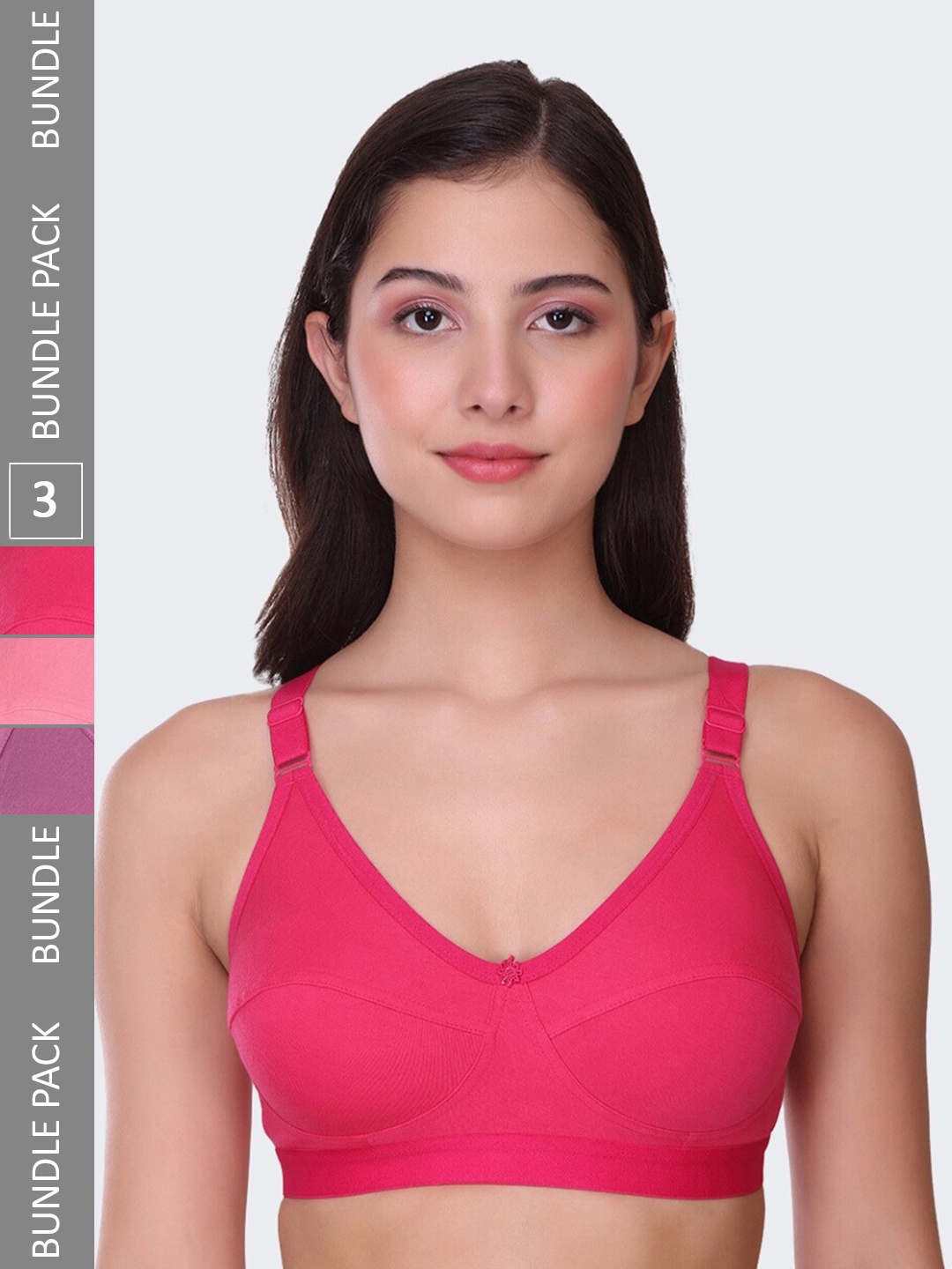 

POOJA RAGENEE Pack Of 3 Full Coverage Bra bq2183d_3p_mg_pur_pk_28d, Magenta