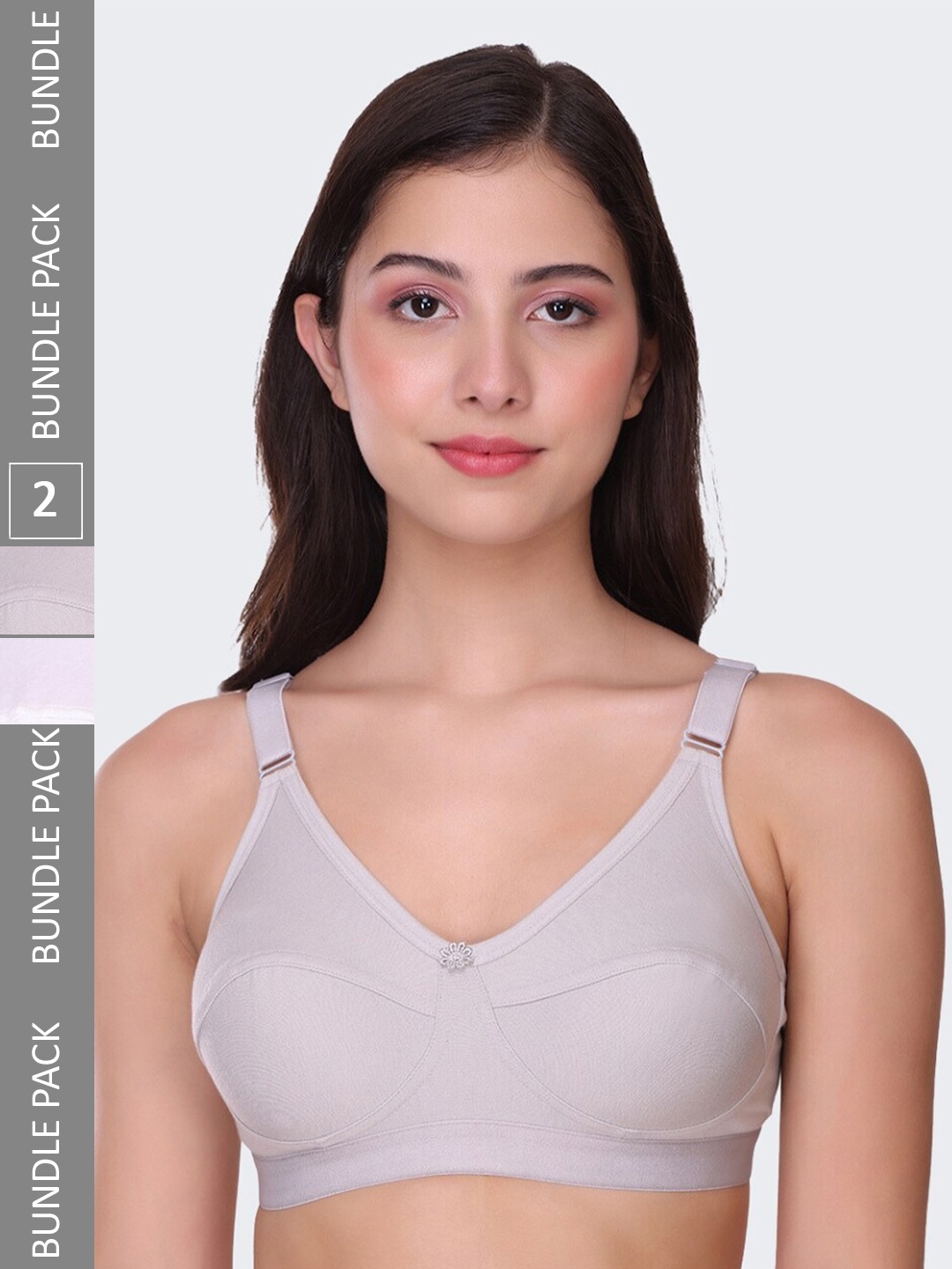 

POOJA RAGENEE Pack Of 2 Full Coverage Non-Wired Lightly Padded Cotton Everyday Bras, White