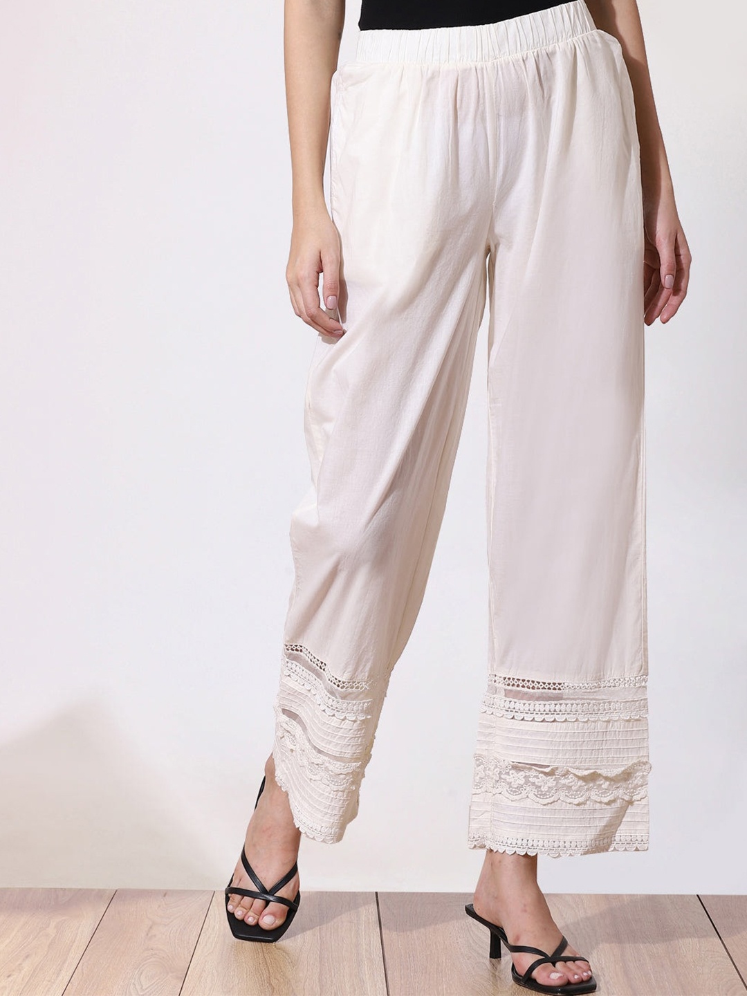

Lakshita Women Ethnic Cotton Palazzos, Off white