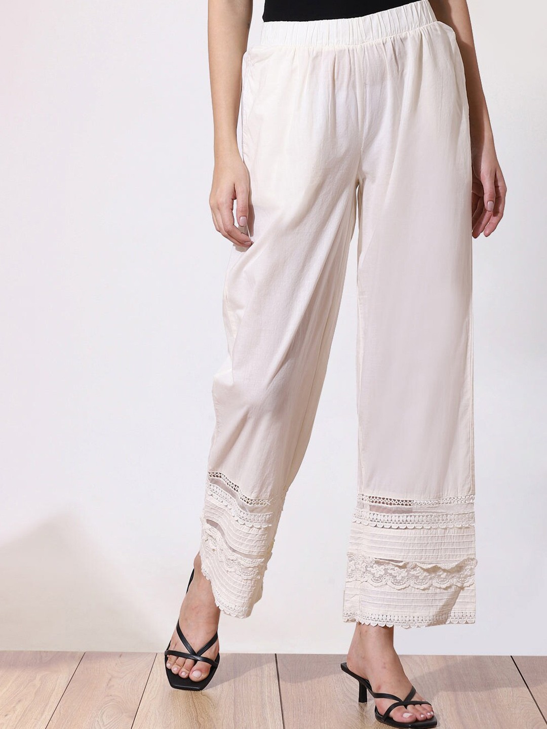 

Lakshita Women Cotton Ethnic Palazzos, Off white