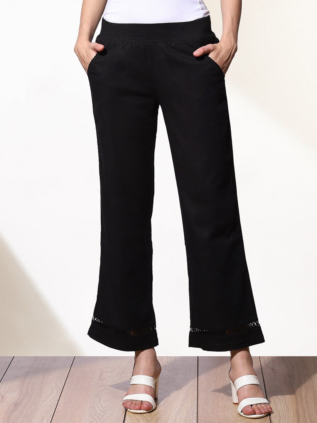 

Lakshita Women Lace Palazzos, Black
