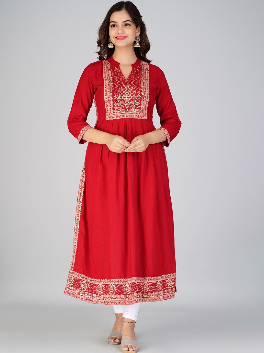 

SAABHI Ethnic Motifs Yoke Design Anarkali Kurta, Red
