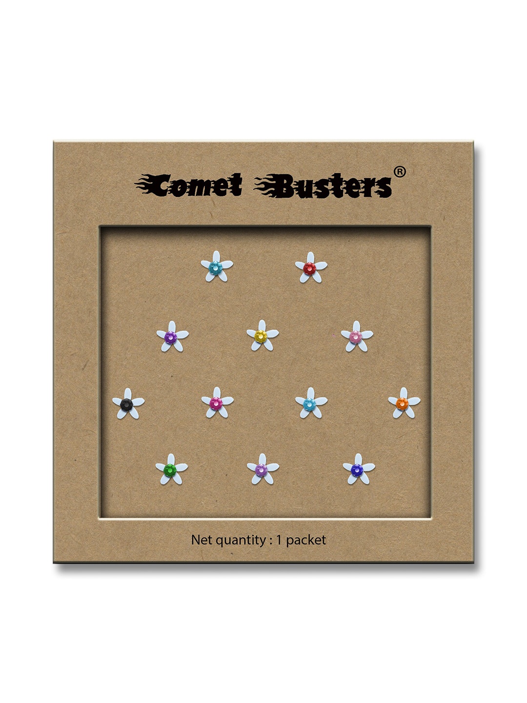 

Comet Busters White Embellished Flower Shaped Reusable Designer Stickers - 12 Pcs