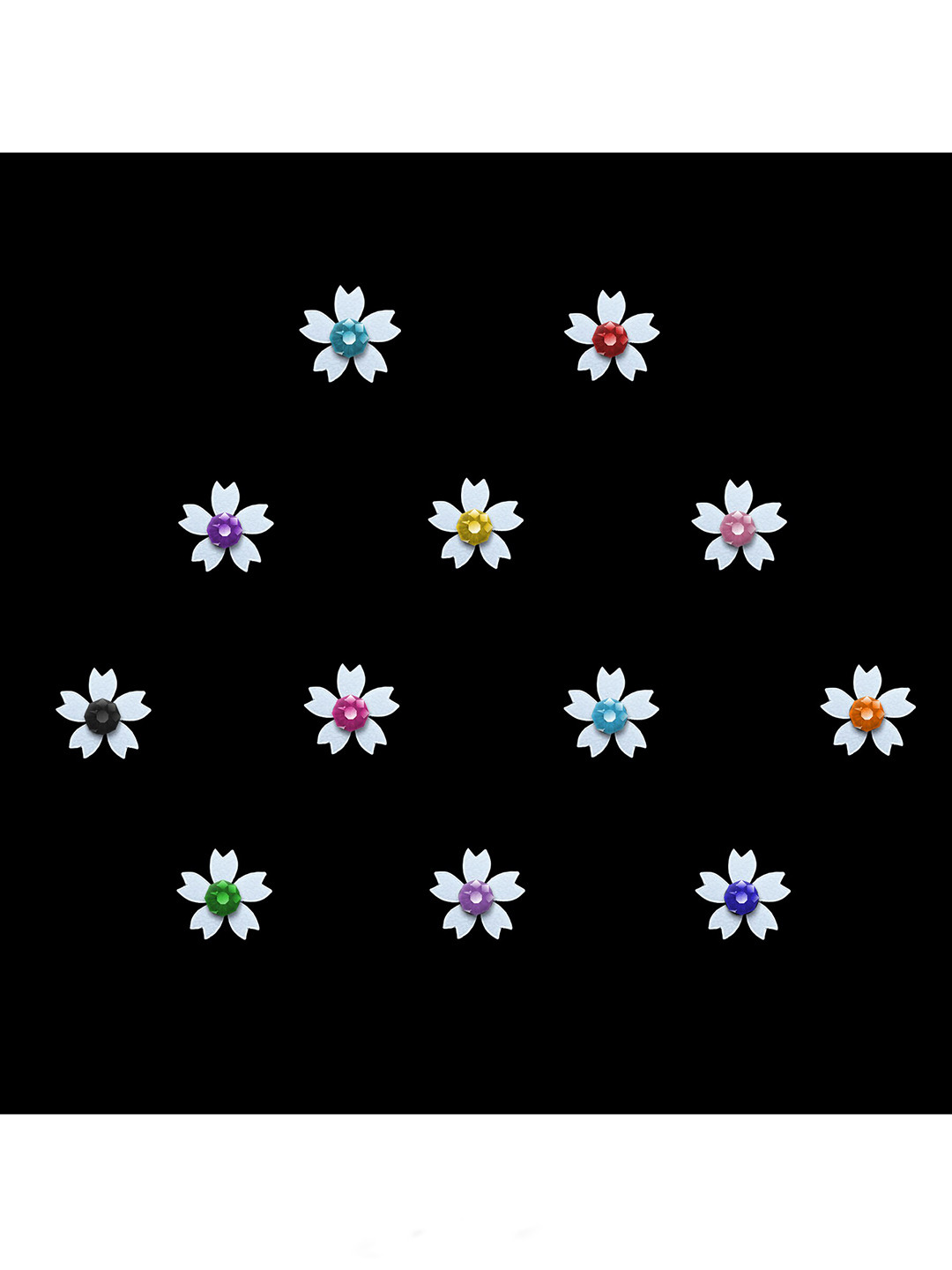 

Comet Busters Set of 12 Multicolored Floral Bindis, Multi