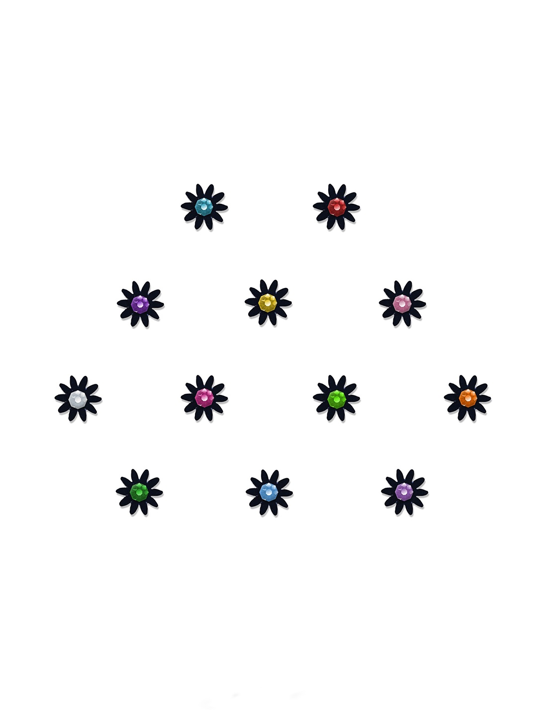 

Comet Busters Set of 12 Multicolored Floral Bindis, Multi