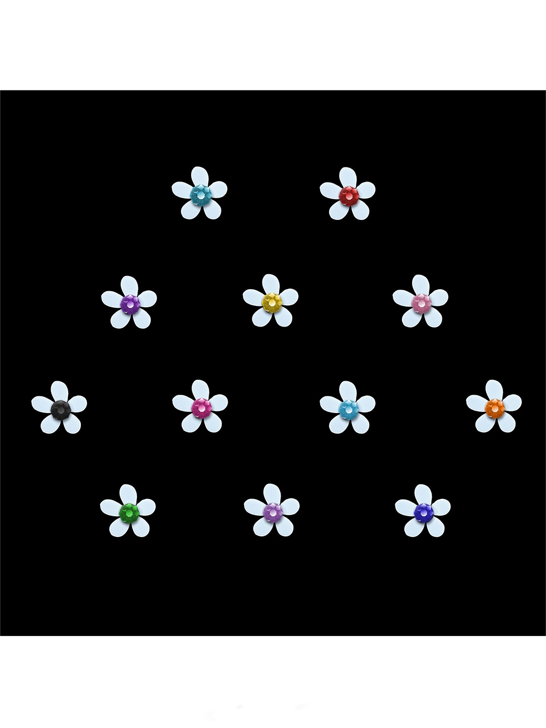 

Comet Busters Set of 12 Multicolored Floral Bindis, Multi