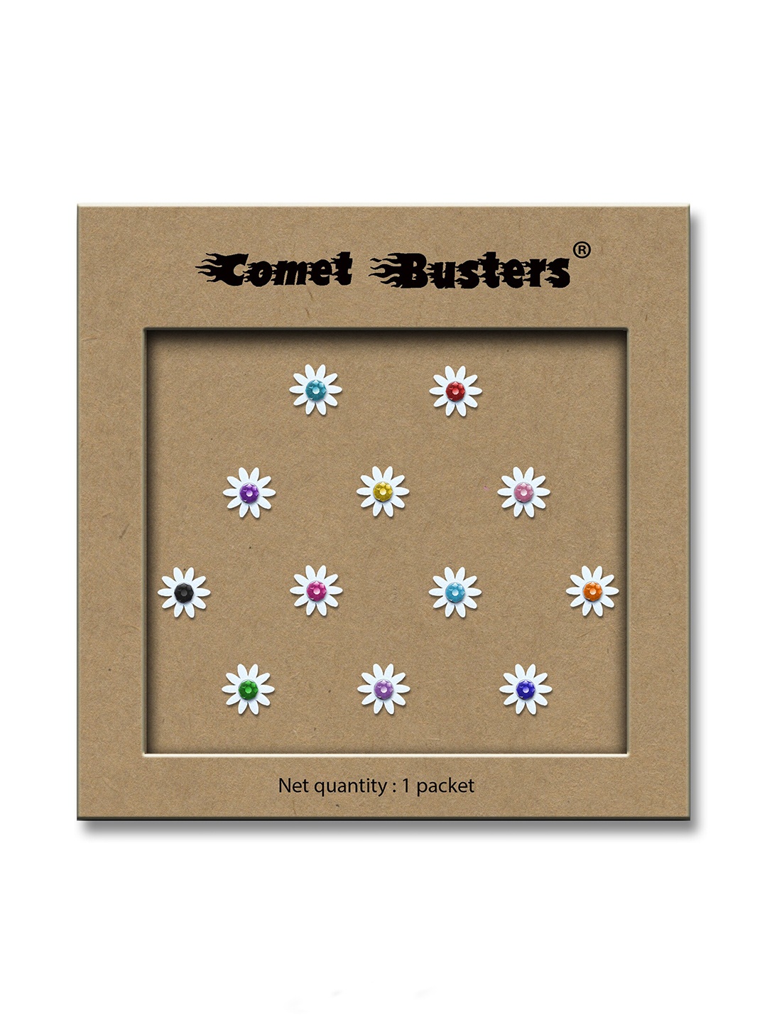 

Comet Busters White Embellished Reusable Designer Stickers - 12 Pcs