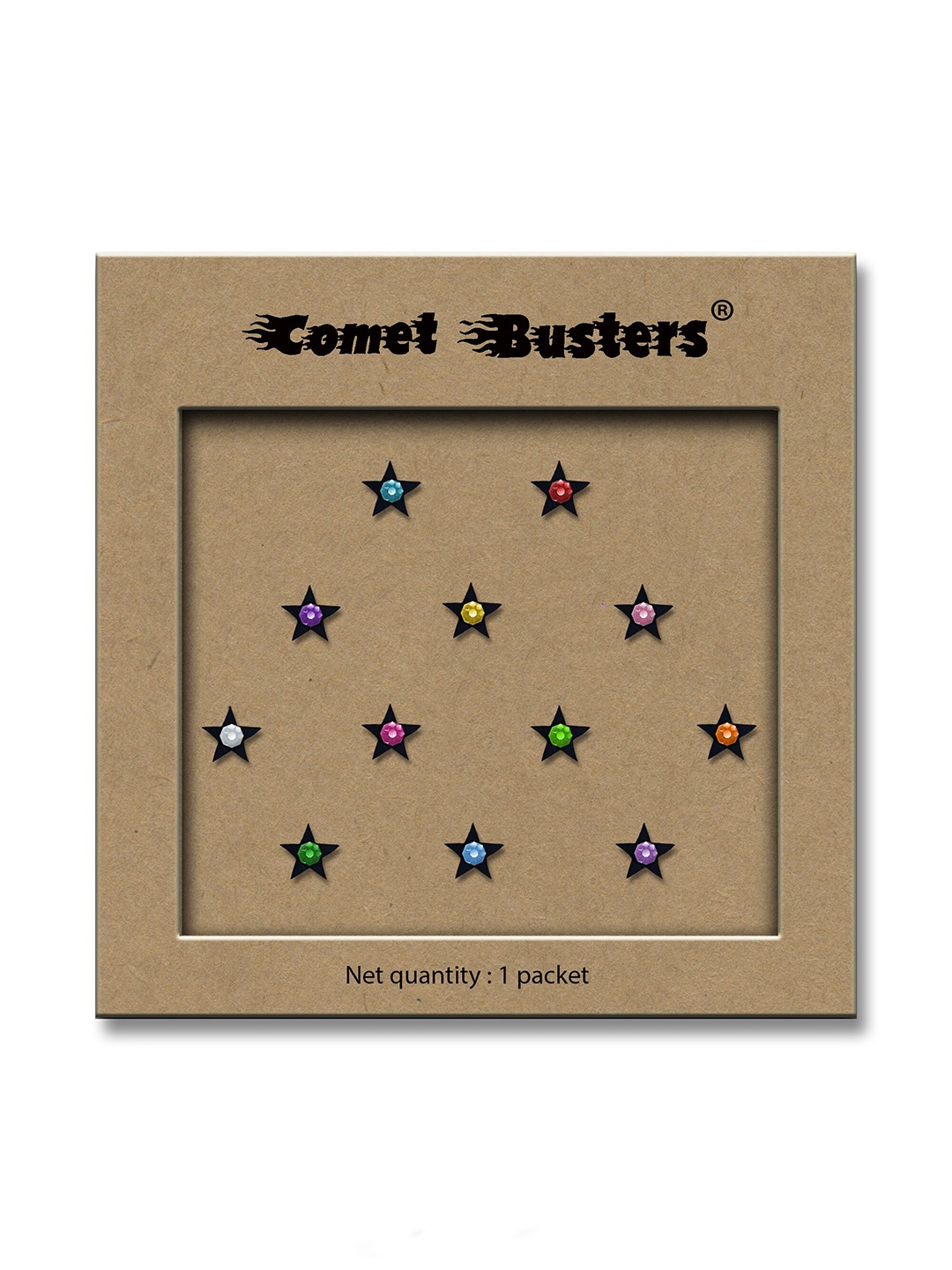 

Comet Busters Black Embellished Reusable Designer Stickers - 12 Pcs