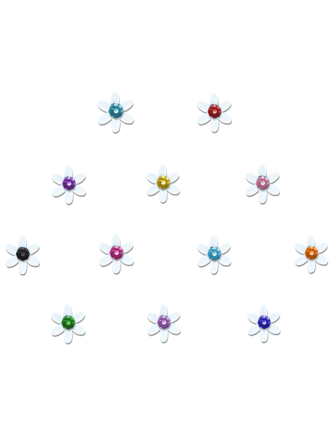 

Comet Busters Set of 12 Multicolored Floral Bindis, Multi