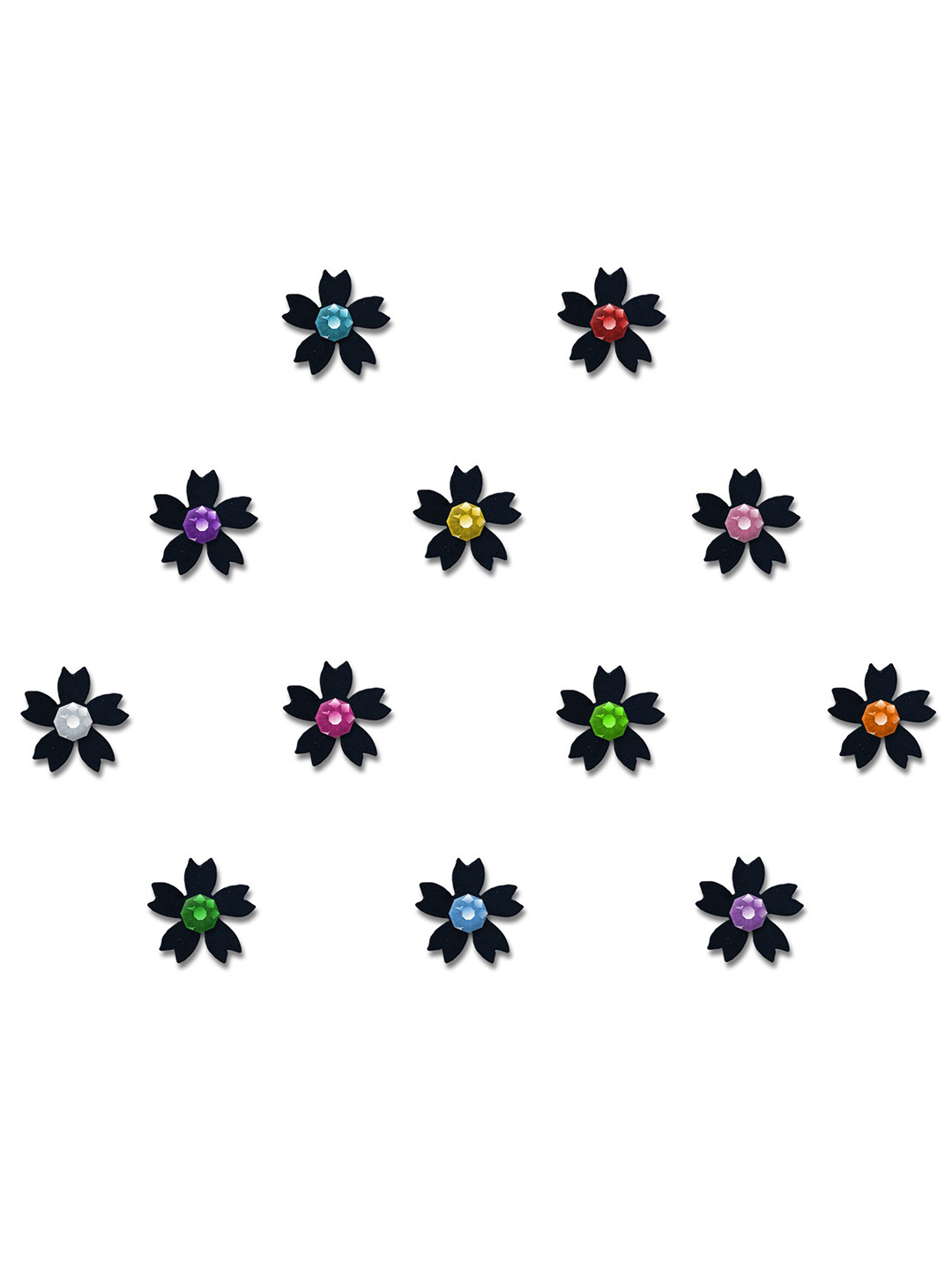 

Comet Busters Set of 12 Multicolored Floral Bindis, Multi