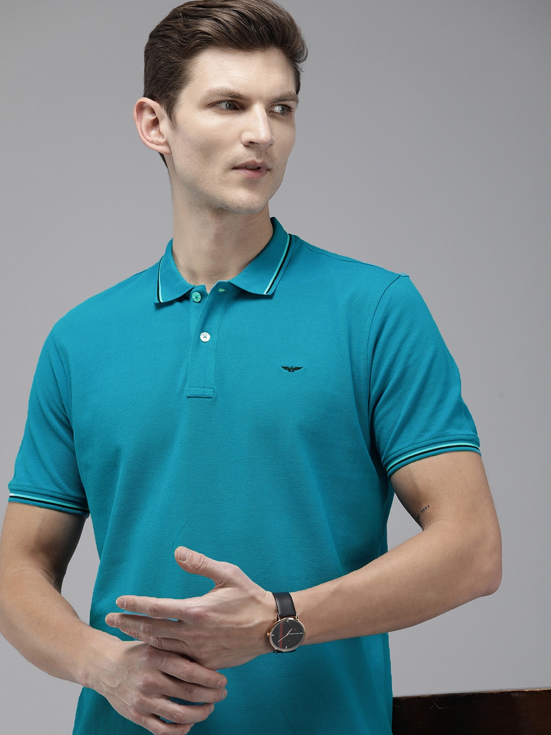 

Park Avenue Polo Collar Pure Cotton Slim Fit T-shirt, Blue