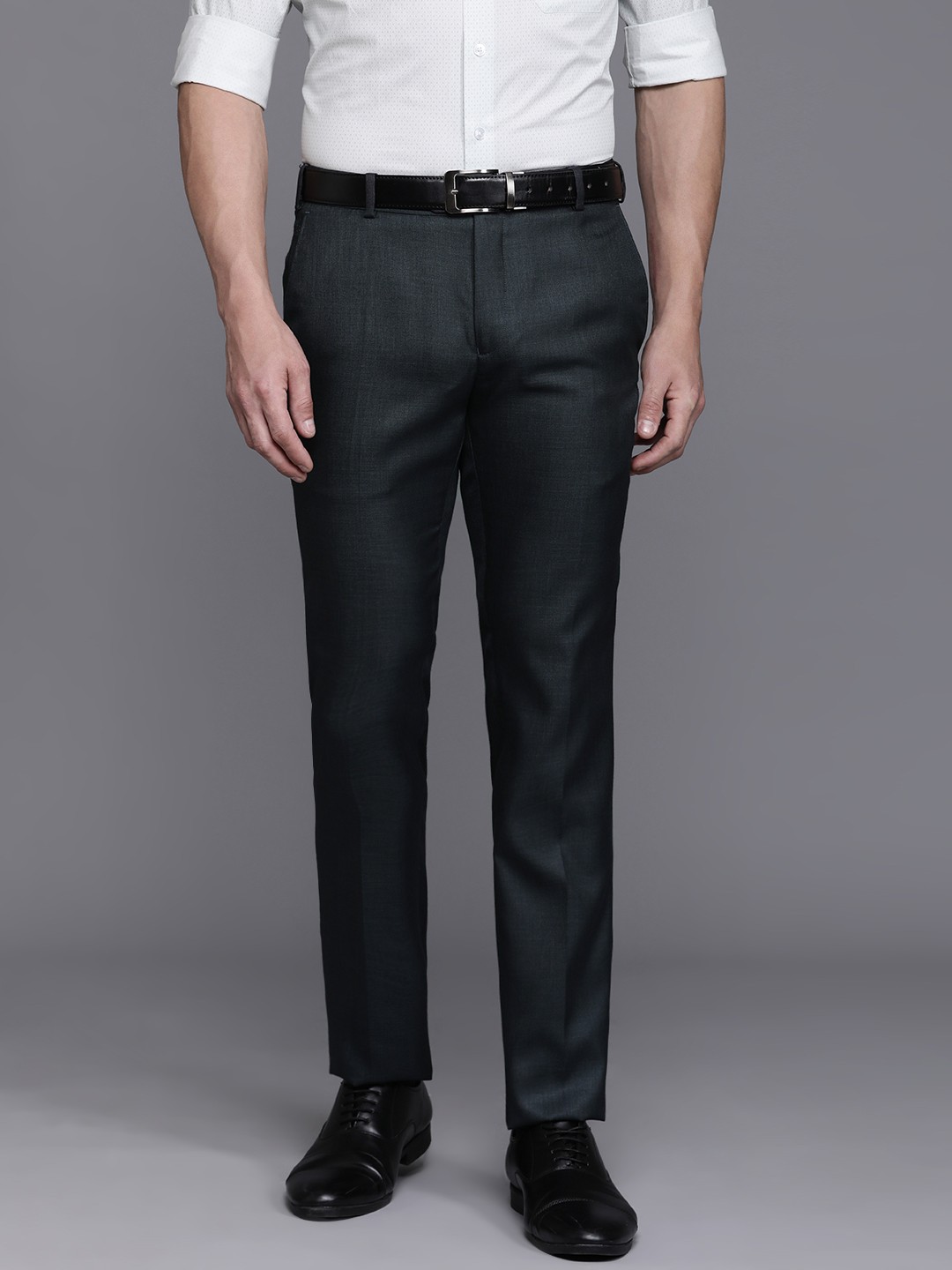 

Raymond Men Slim Fit Formal Trousers, Navy blue
