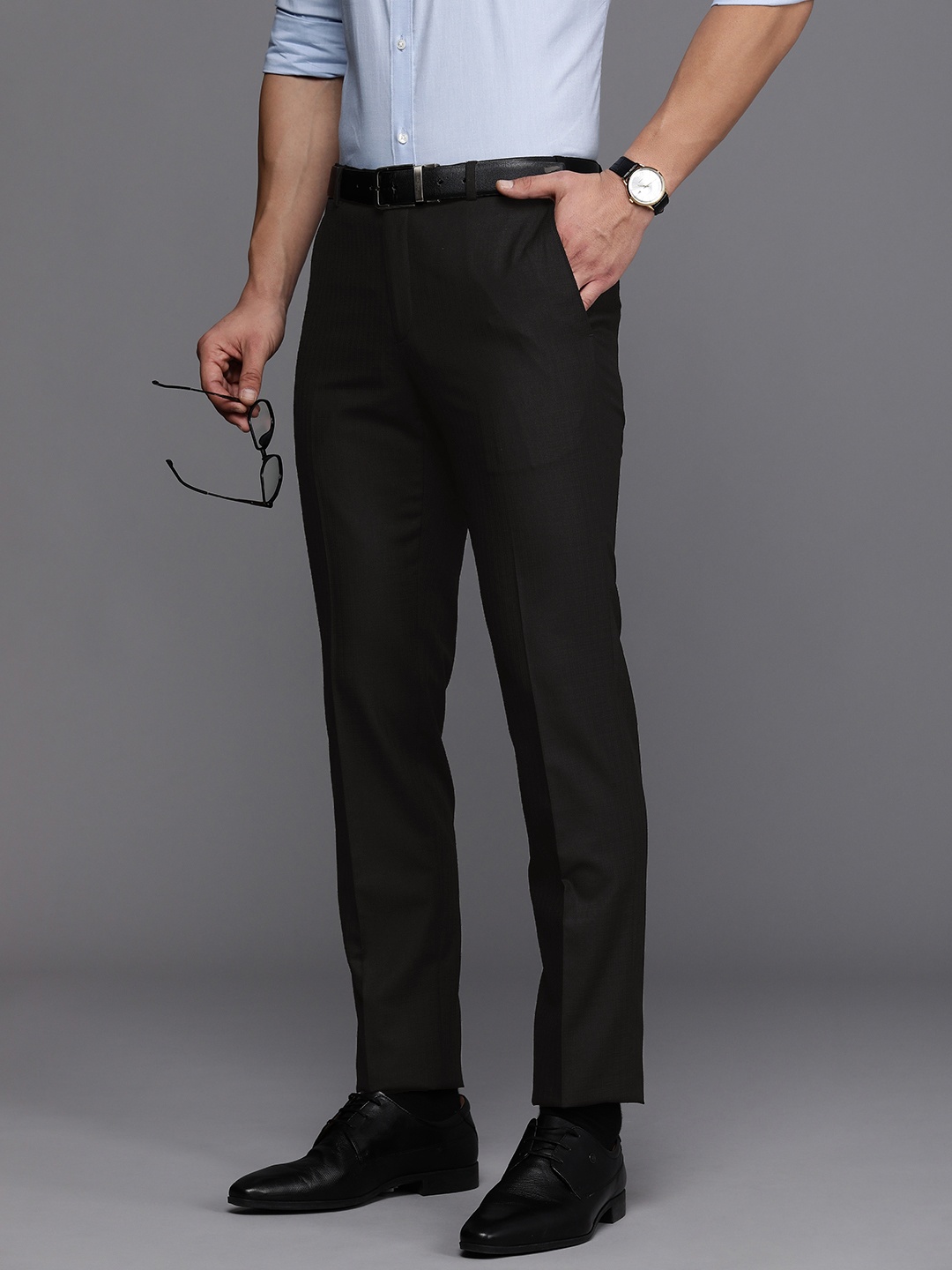 

Raymond Men Slim Fit Trousers, Black