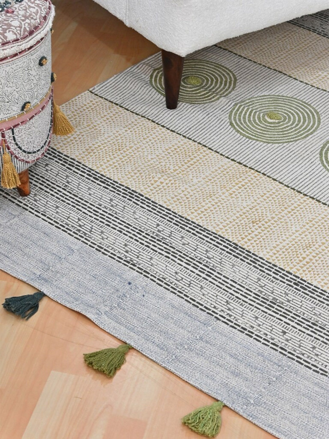 

Art Avenue Block Printed Cotton Rugs, Green