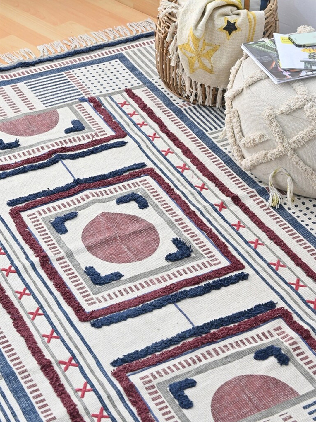 

Art Avenue Blue & Brown Printed Cotton Carpet