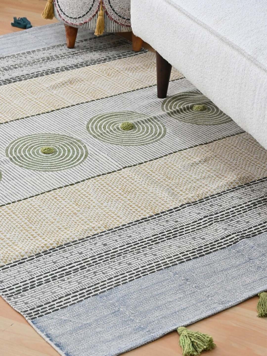 

Art Avenue Yellow & Green Printed Cotton Carpet