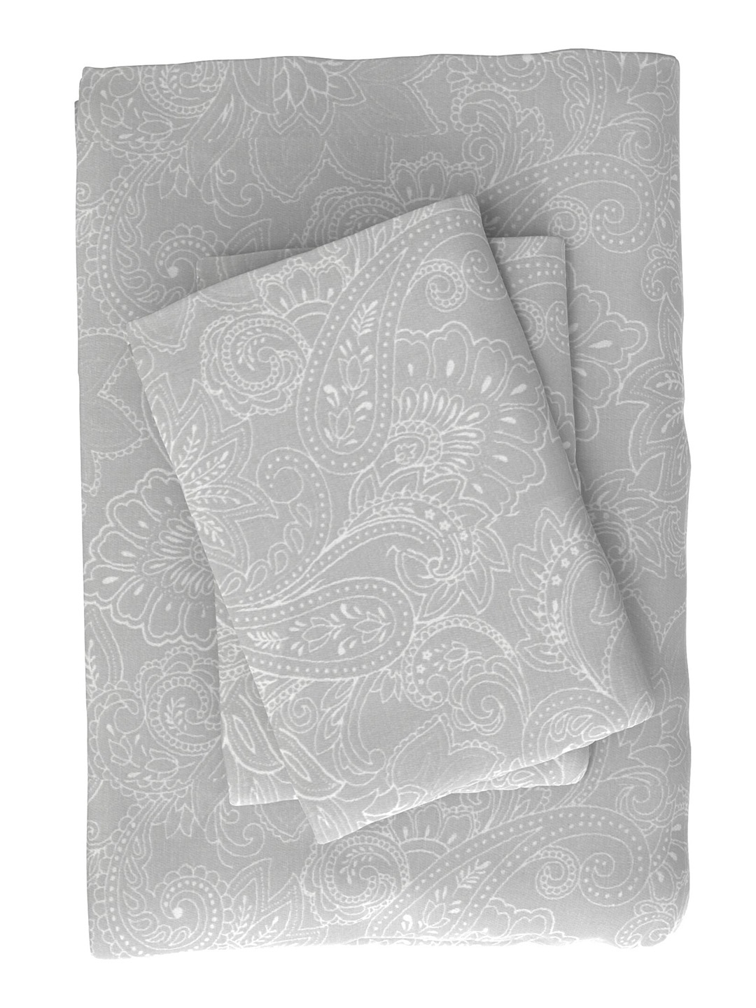 

Huesland Grey & White Paisley 186 TC Cotton Single Bedsheet with 1 Pillow Cover
