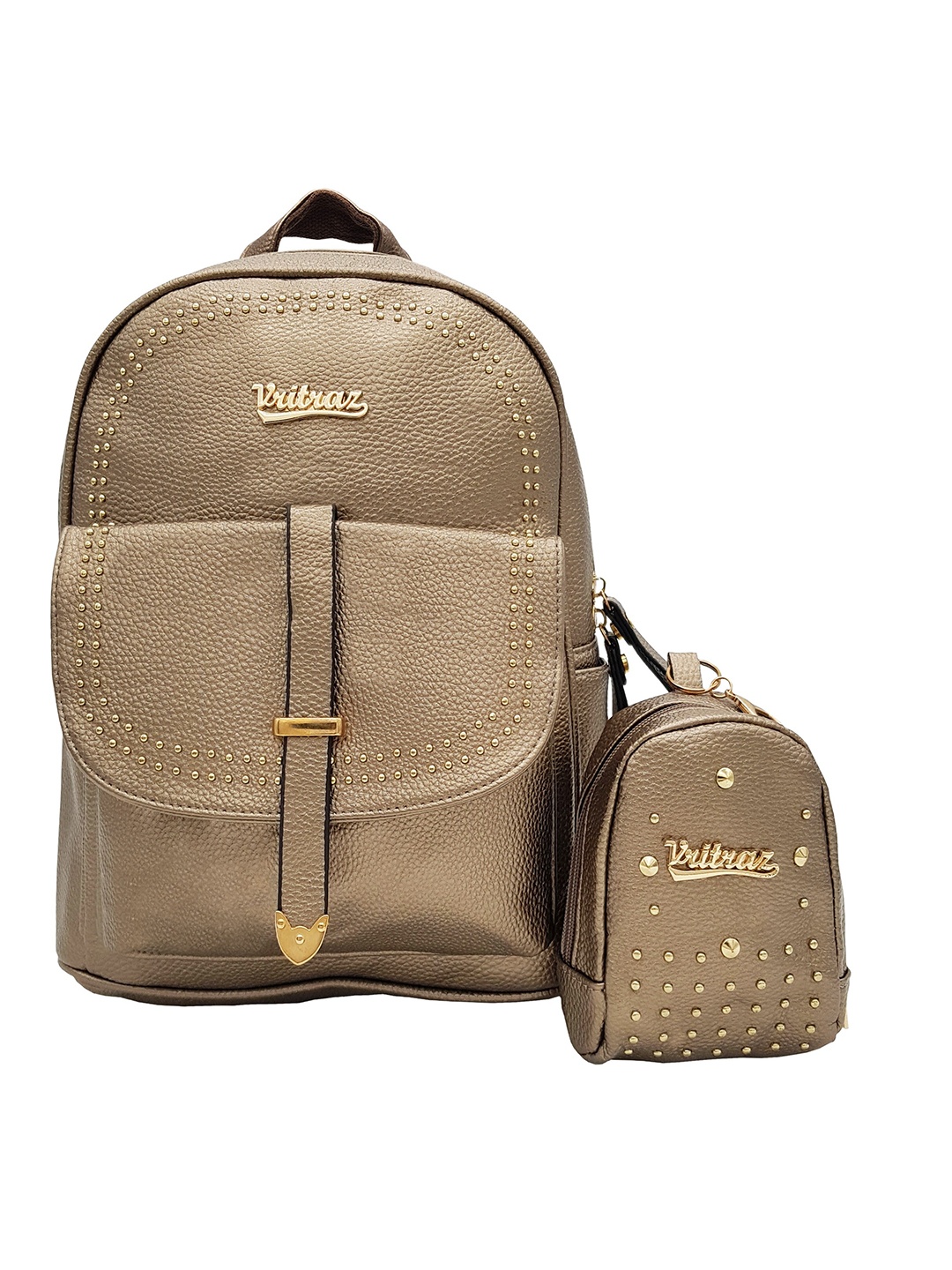 

JENNA Women Embellished Backpack With Pouch, Camel brown