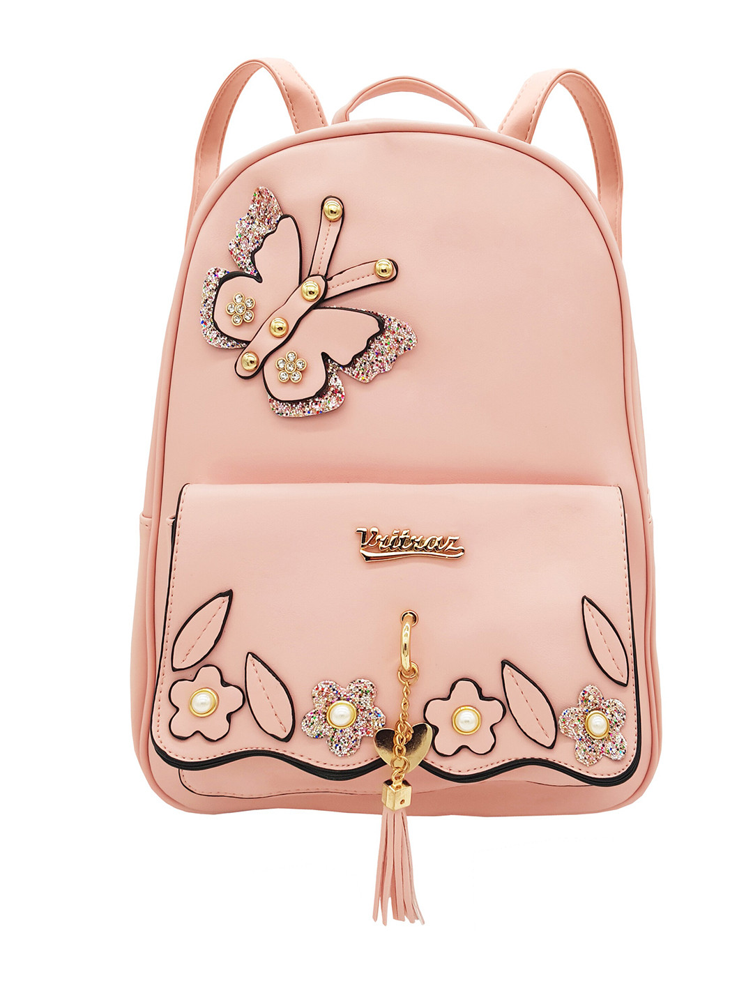 

JENNA Women Leather Embroidered Backpack, Pink
