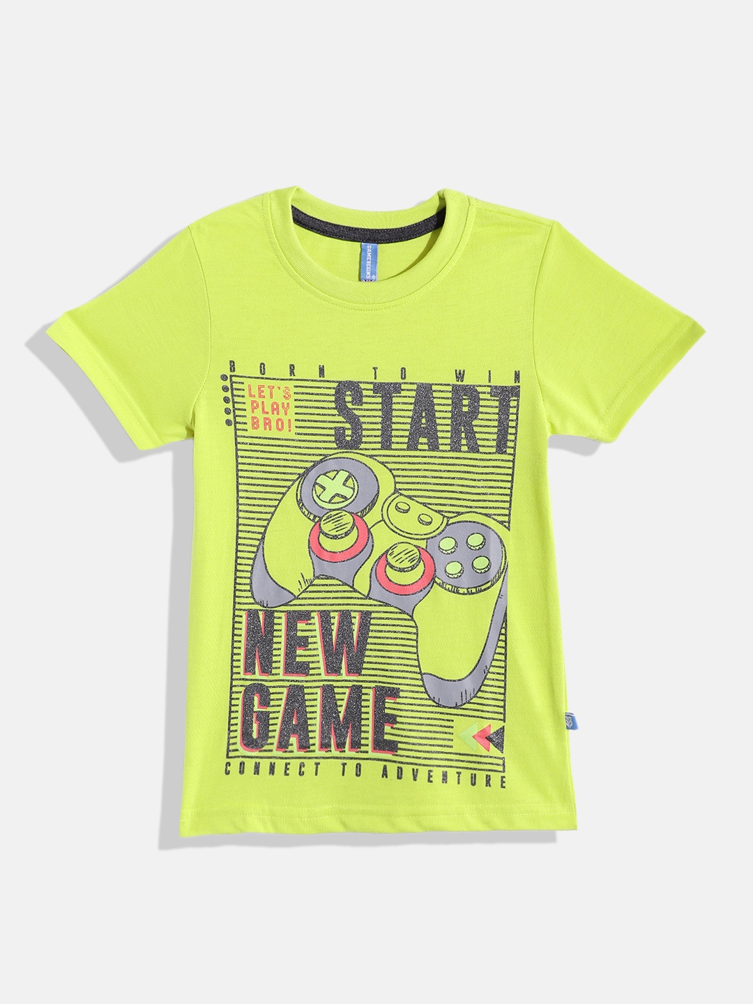 

GAME BEGINS by Eteenz Boys Premium Cotton Graphic Printed T-shirt, Green