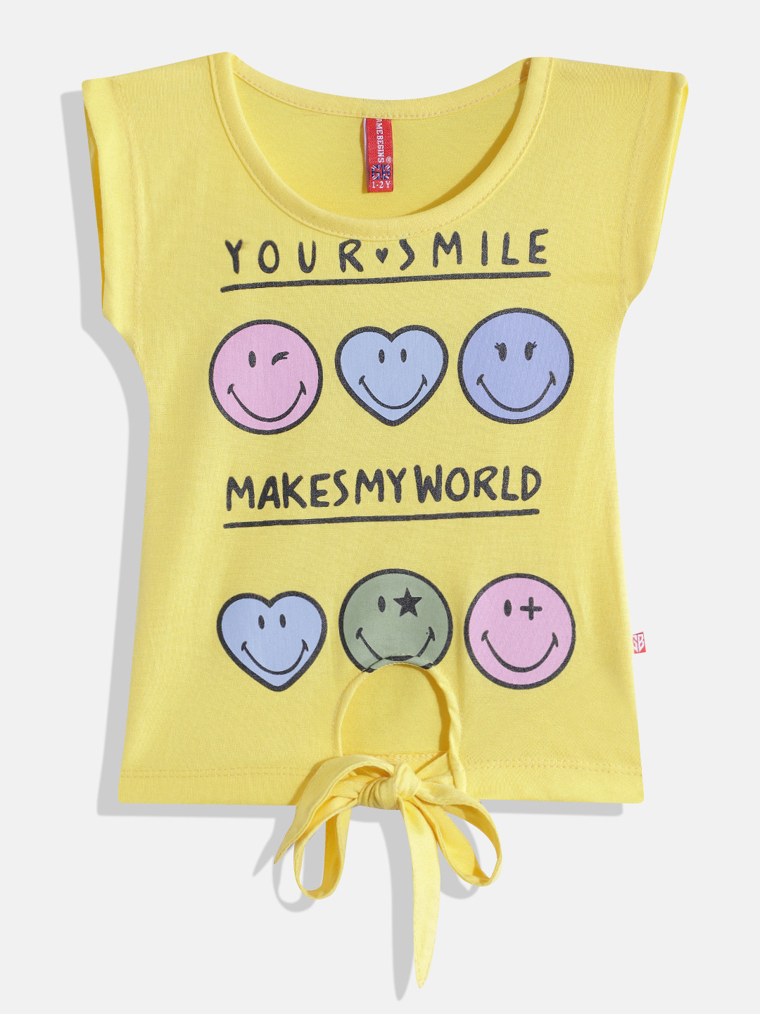 

GAME BEGINS By Eteenz Girls Premium Cotton Typography Printed Top, Yellow