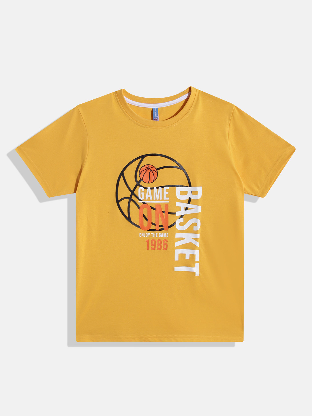 

Eteenz Boys Premium Cotton Graphic Printed T-shirt, Mustard