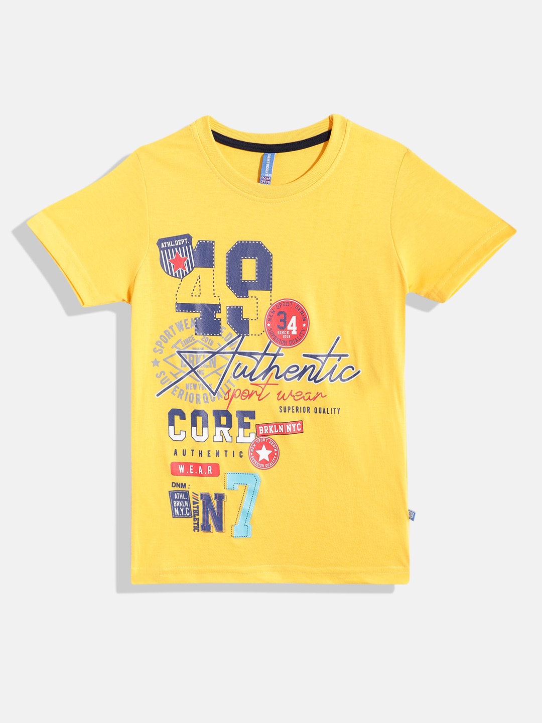 

GAME BEGINS By Eteenz Boys Typography Printed Premium Cotton T-shirt, Yellow