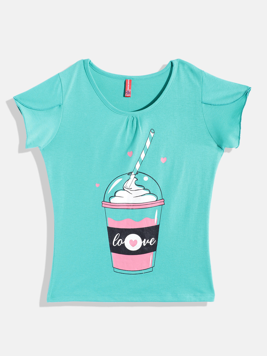 

GAME BEGINS by Eteenz Girls Printed Premium Cotton T-shirt, Sea green