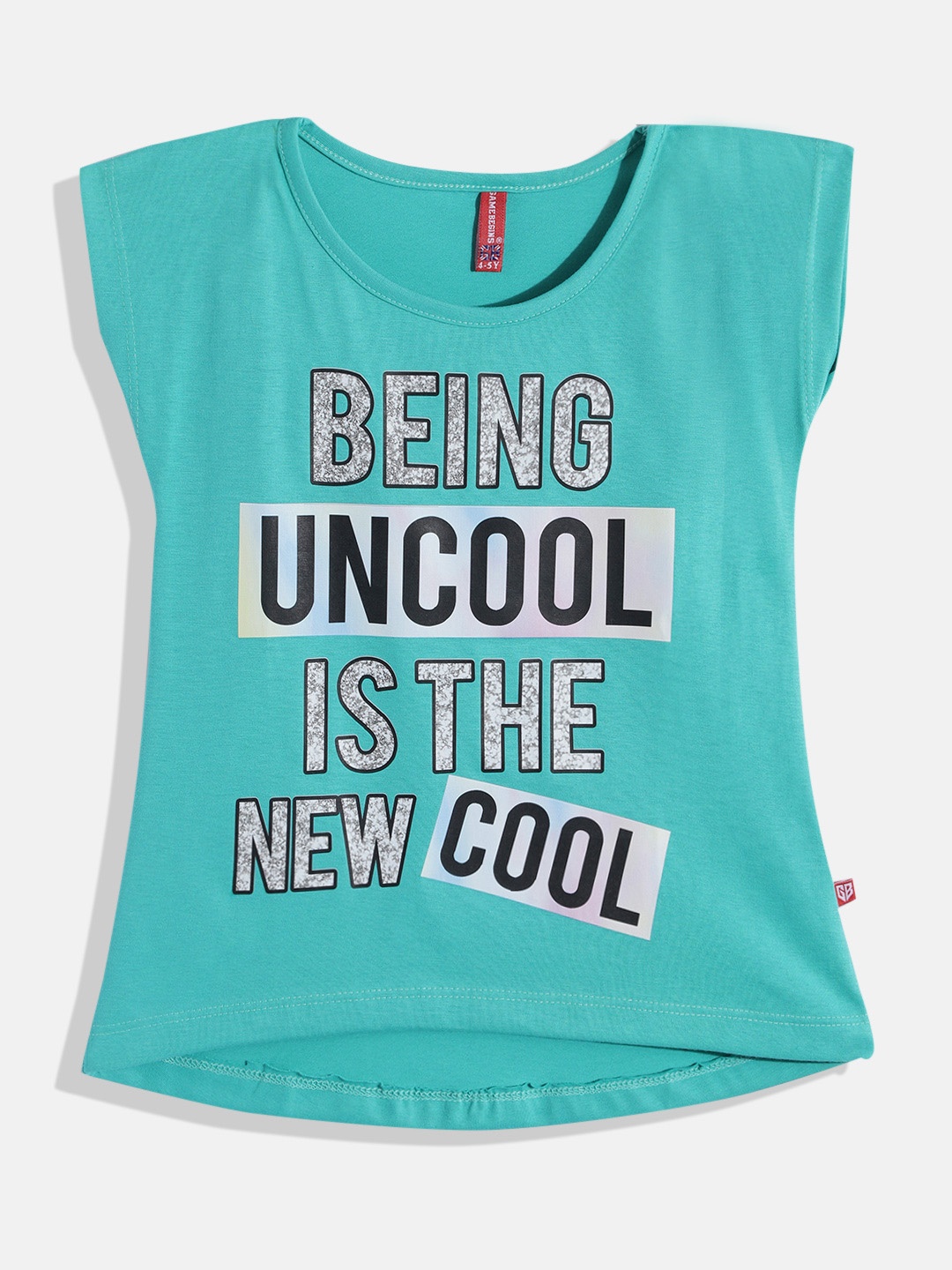 

GAME BEGINS By Eteenz Girls Premium Cotton Typography Printed T-shirt, Sea green