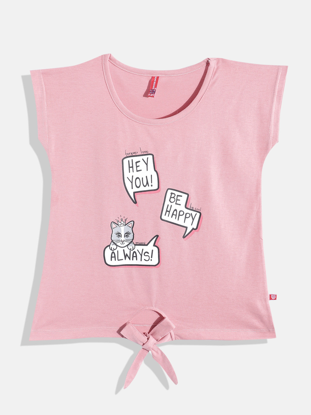 

GAME BEGINS by Eteenz Girls Printed Extended Sleeves Premium Cotton Top, Pink