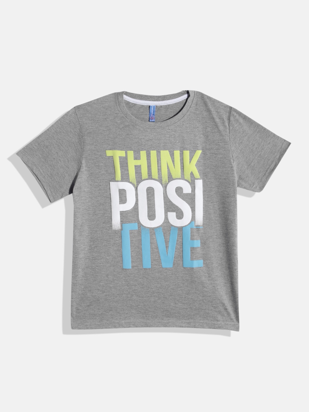 

Eteenz Boys Grey & Green Typography Printed T-shirt