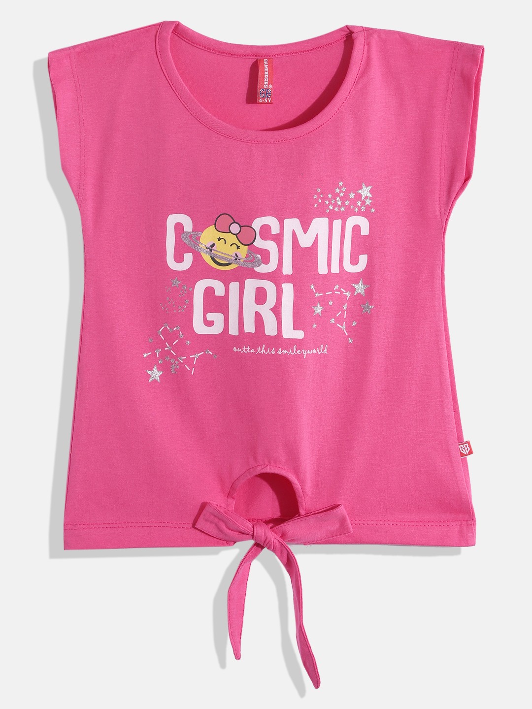 

GAME BEGINS By Eteenz Girls Premium Cotton Typography Printed Top, Pink