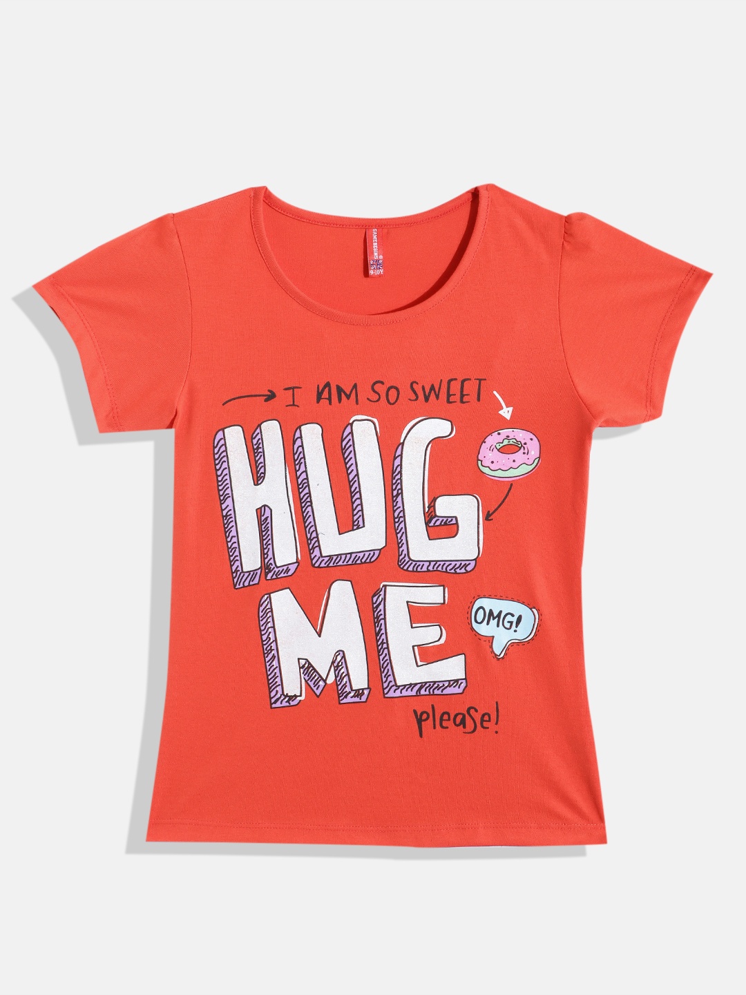 

GAME BEGINS by Eteenz Girls Typography Printed Premium Cotton T-shirt, Red
