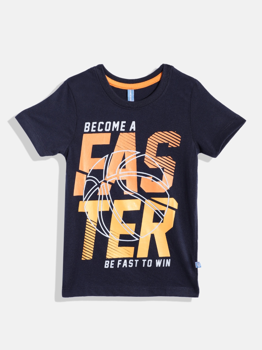 

GAME BEGINS by Eteenz Boys Premium Cotton Typography Printed T-shirt, Navy blue