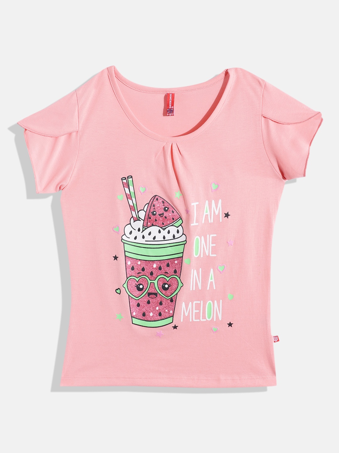 

GAME BEGINS by Eteenz Girls Printed Premium Cotton T-shirt, Pink