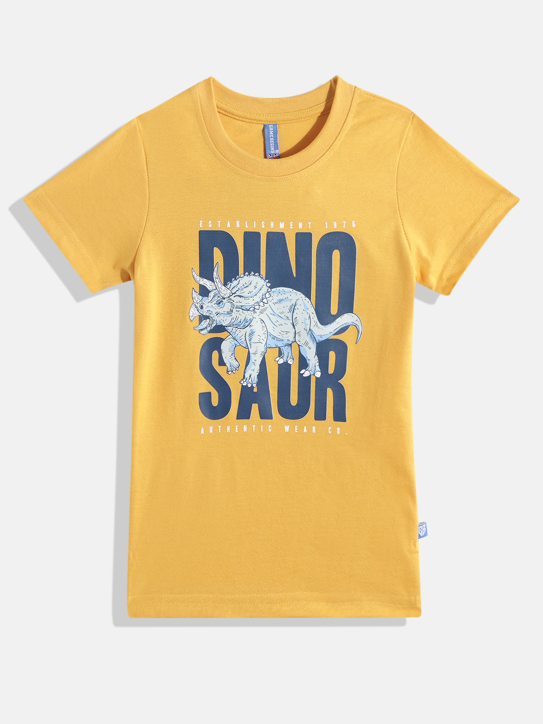 

GAME BEGINS By Eteenz Boys Premium Cotton Graphic & Typography Printed T-shirt, Mustard