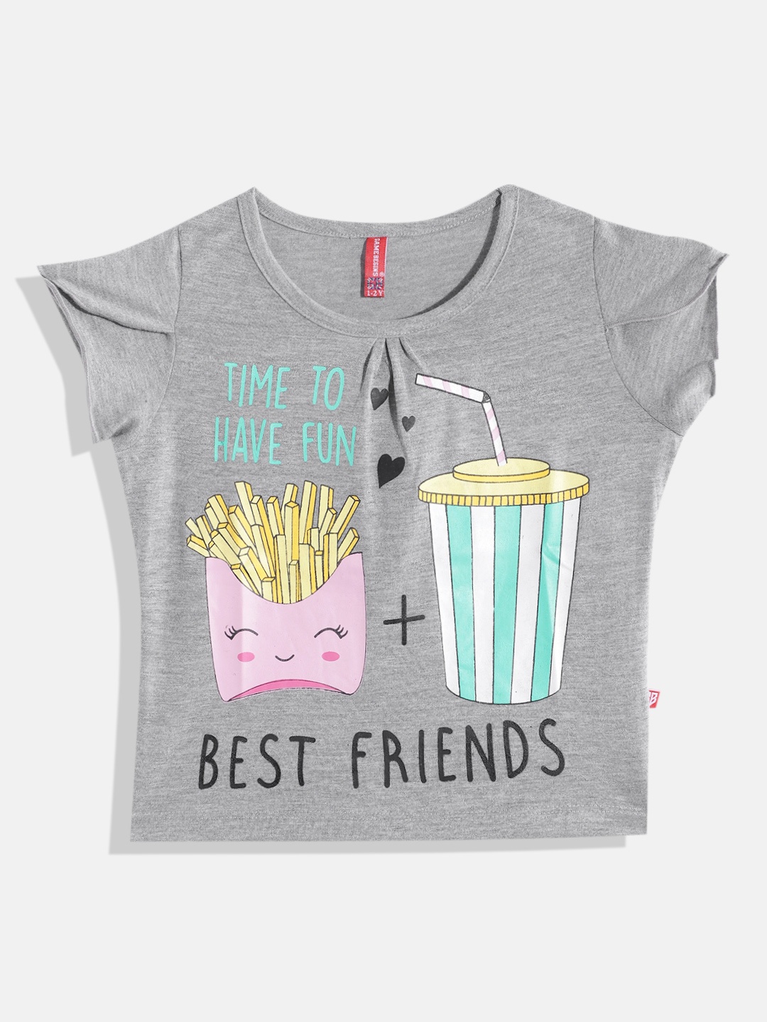 

GAME BEGINS by Eteenz Girls Printed Premium Cotton T-shirt, Grey
