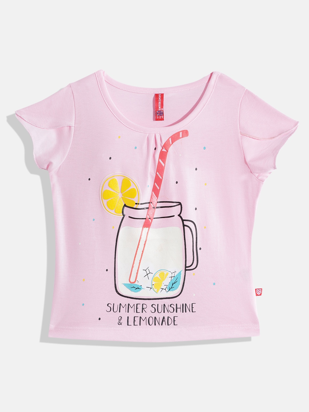 

GAME BEGINS by Eteenz Girls Printed Premium Cotton T-shirt, Pink