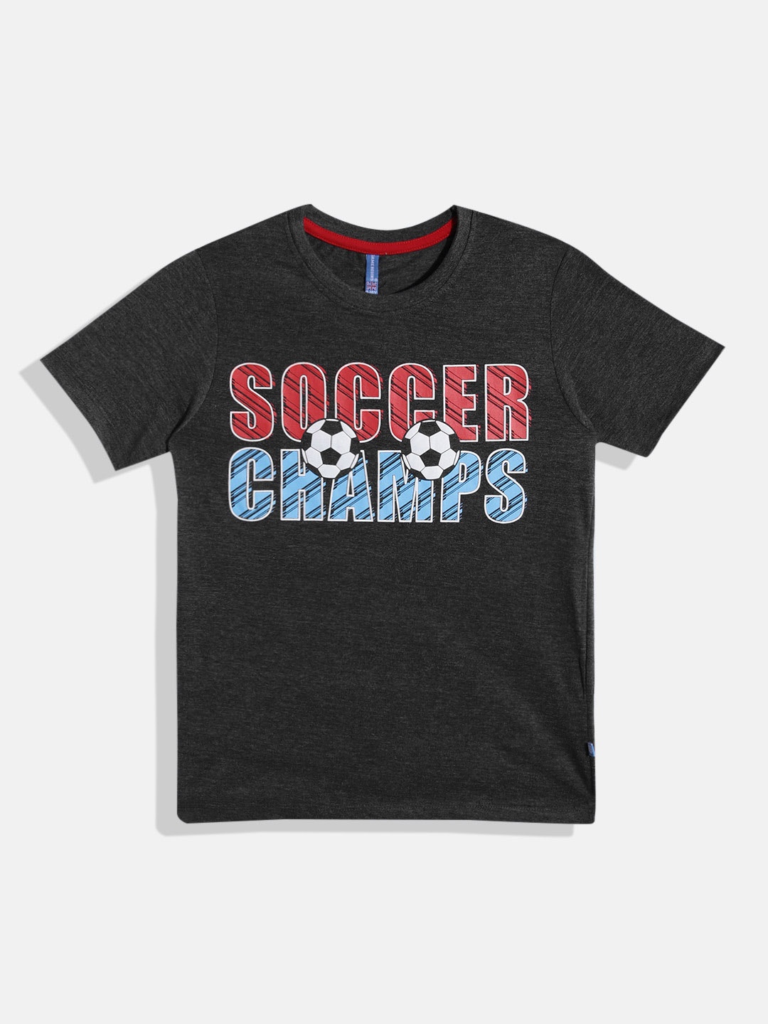 

GAME BEGINS by Eteenz Boys Typography Printed Premium Cotton T-shirt, Charcoal