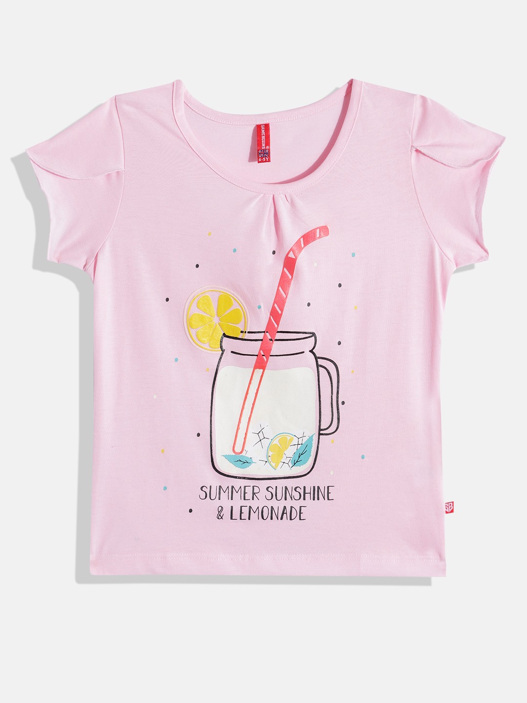 

GAME BEGINS by Eteenz Girls Printed Premium Cotton T-shirt, Pink