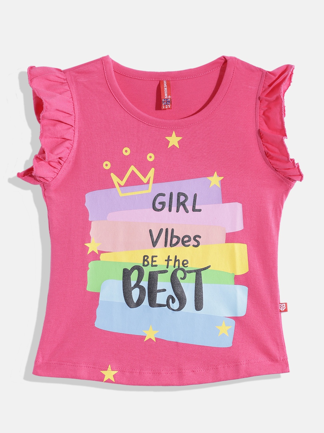 

GAME BEGINS by Eteenz Girls Printed Premium Cotton T-shirt, Fuchsia