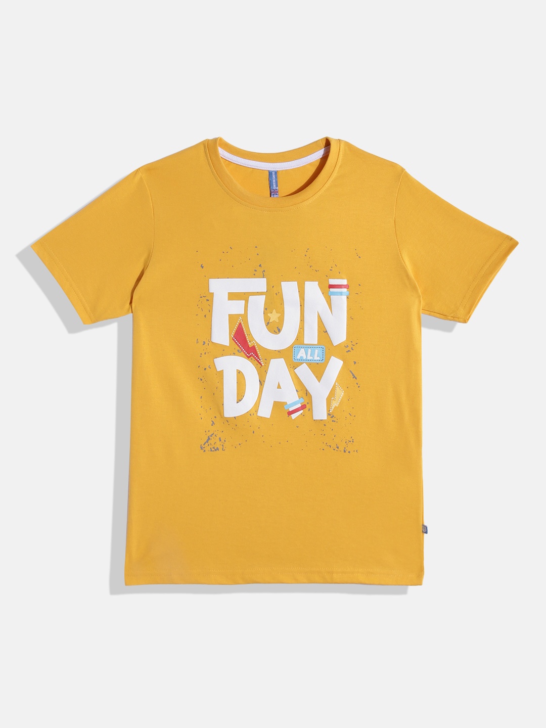 

GAME BEGINS by Eteenz Boys Typography Printed Premium Cotton T-shirt, Mustard