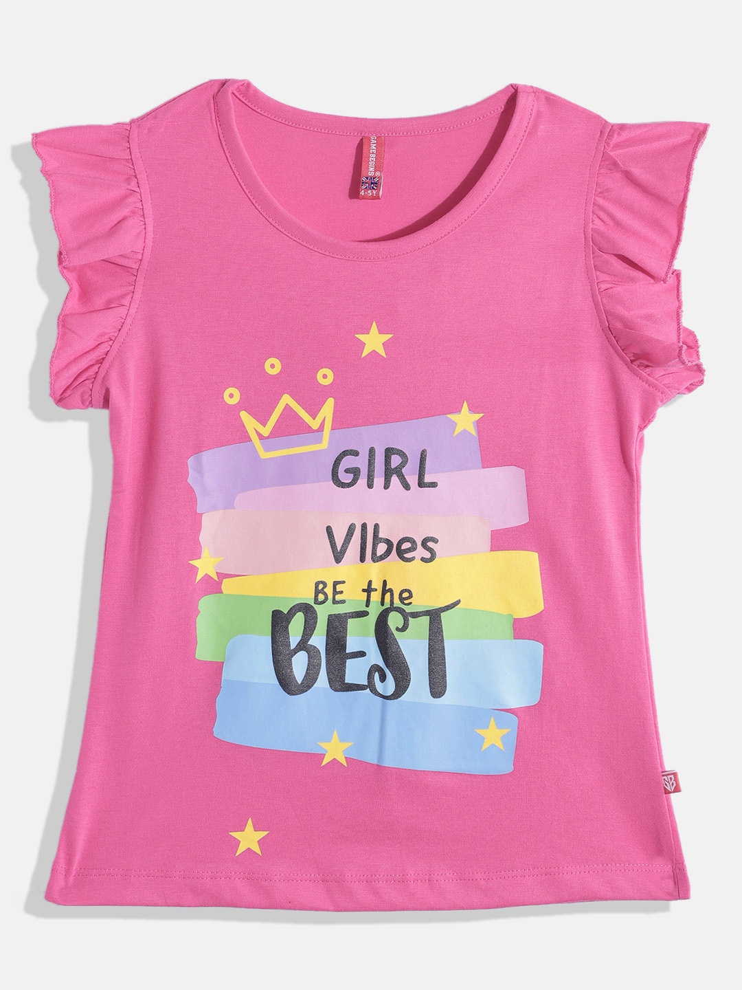 

GAME BEGINS by Eteenz Girls Printed Premium Cotton T-shirt, Pink