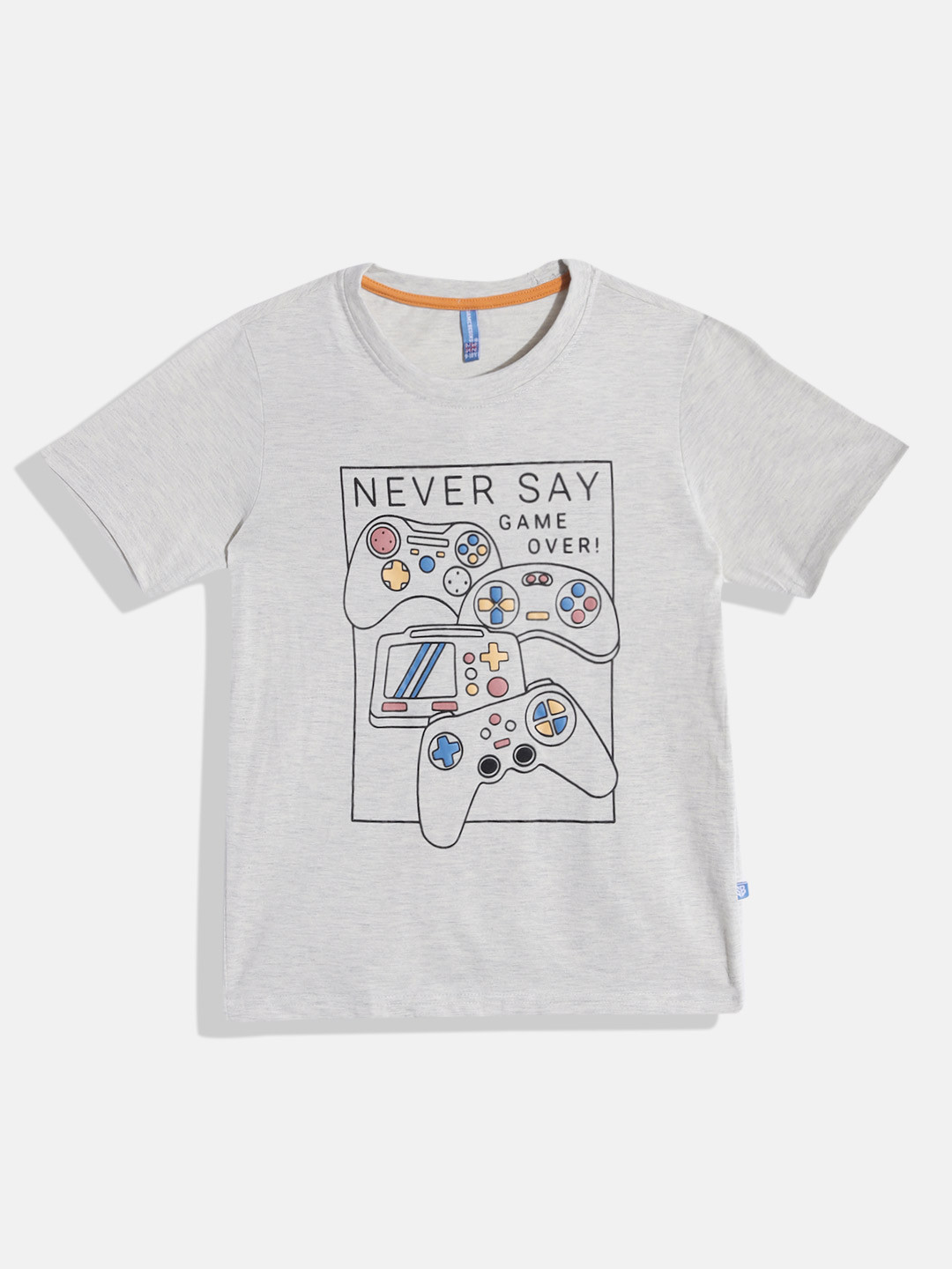 

GAME BEGINS by Eteenz Boys Printed Premium Cotton T-shirt, Grey melange