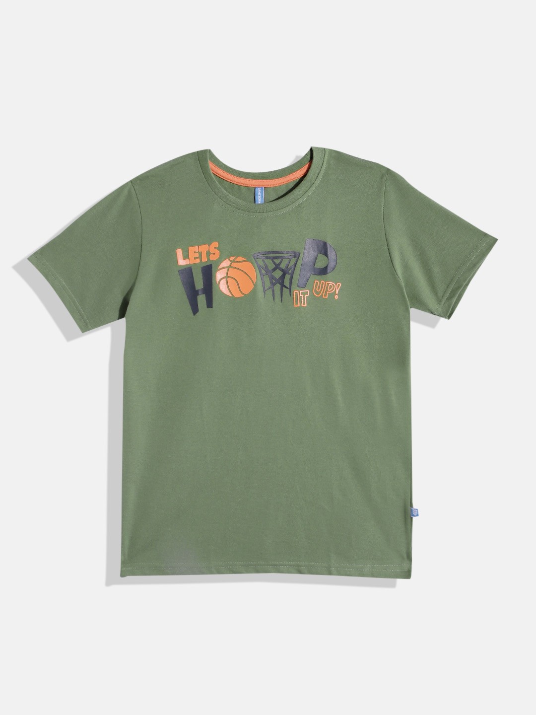 

GAME BEGINS by Eteenz Boys Typography Printed Premium Cotton T-shirt, Olive
