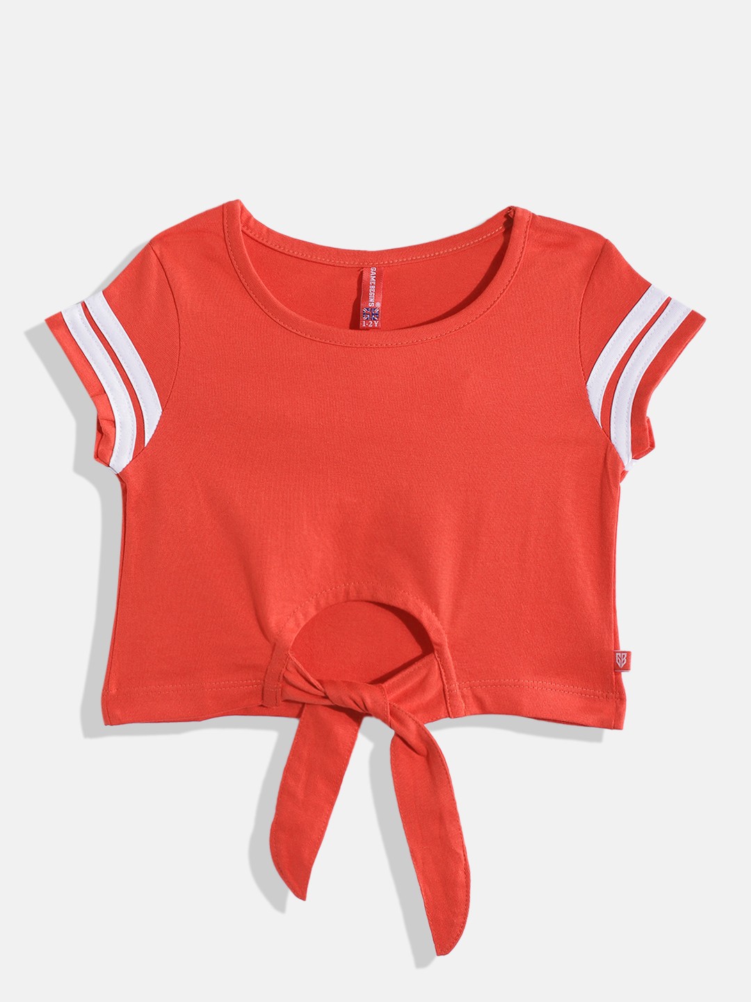 

GAME BEGINS by Eteenz Girls Tie-Up Detail Premium Cotton Top, Red