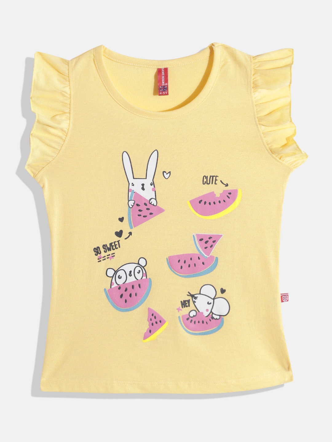 

GAME BEGINS by Eteenz Girls Printed Premium Cotton T-shirt, Yellow