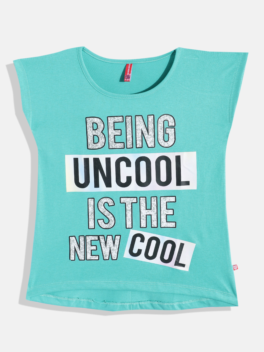

GAME BEGINS by Eteenz Girls Premium Cotton Graphic Printed Extended Sleeves T-shirt, Sea green