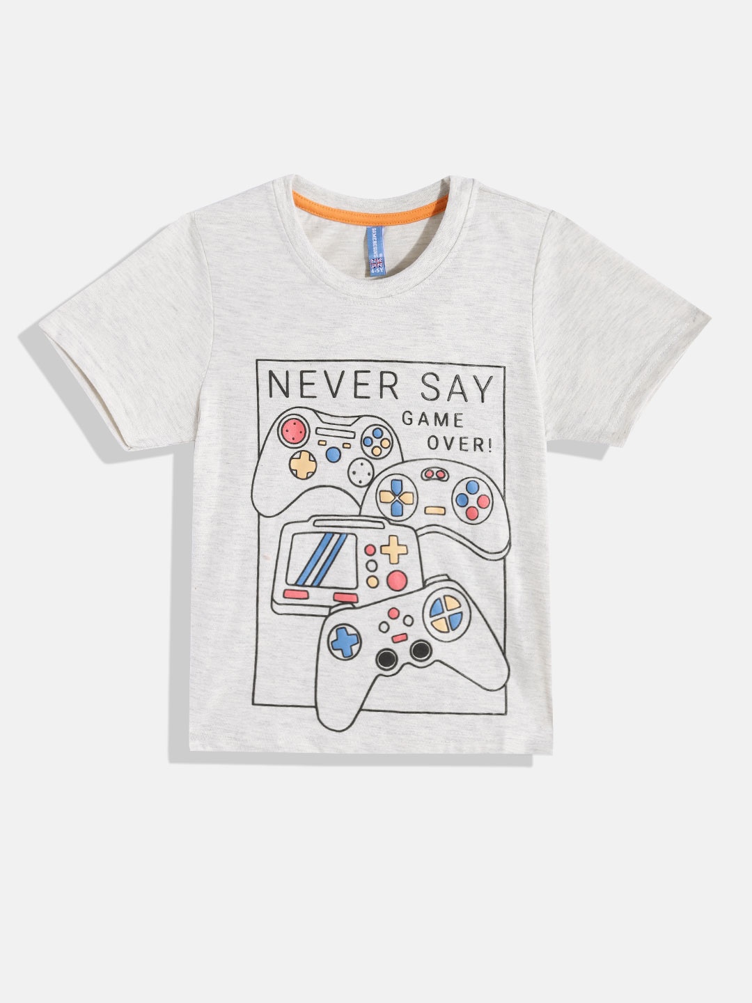 

GAME BEGINS By Eteenz Boys Premium Cotton Graphic & Typography Printed T-shirt, Grey